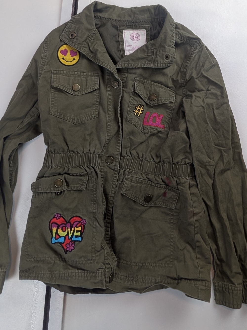 SO Olive Green Kids' Patch Pocket Jean Jacket